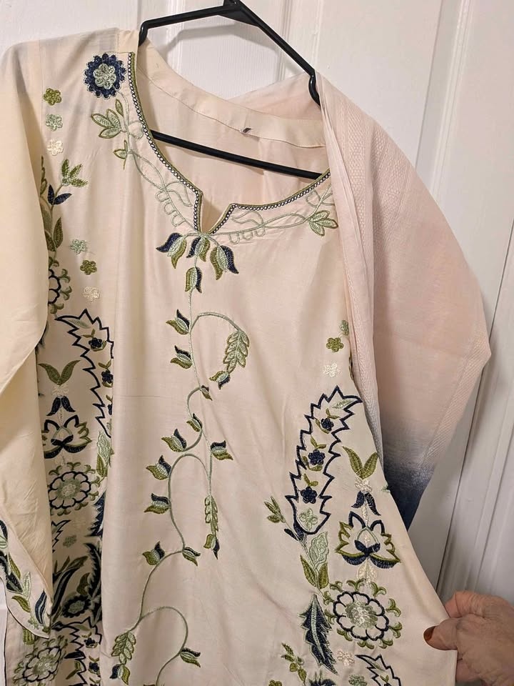 3 piece stitched embroided suit