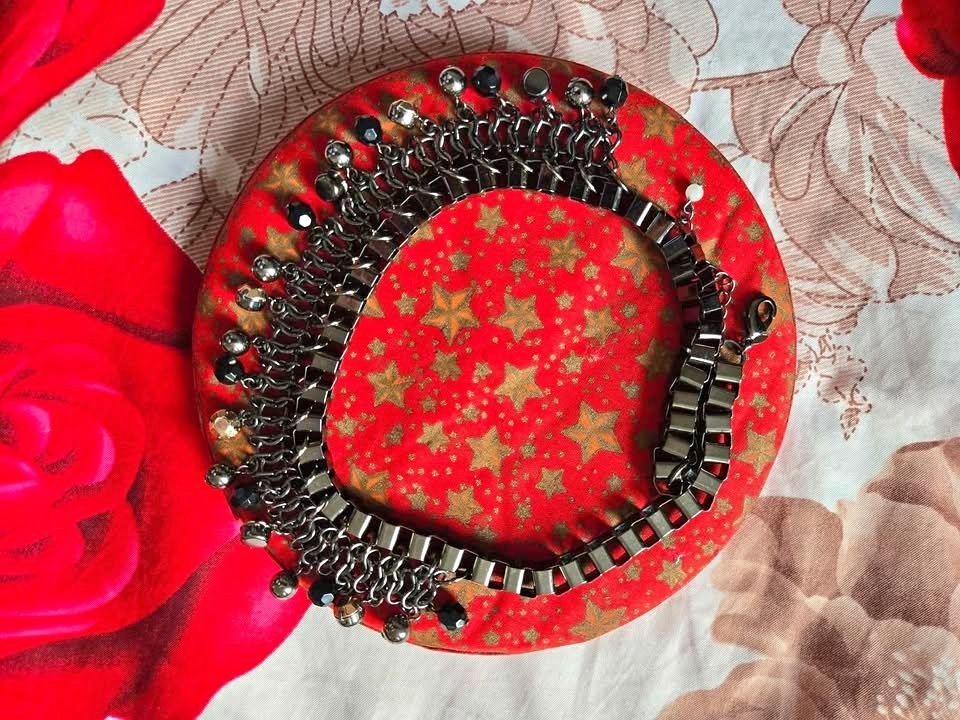 Gunmetal Beaded Fringe Statement Necklace