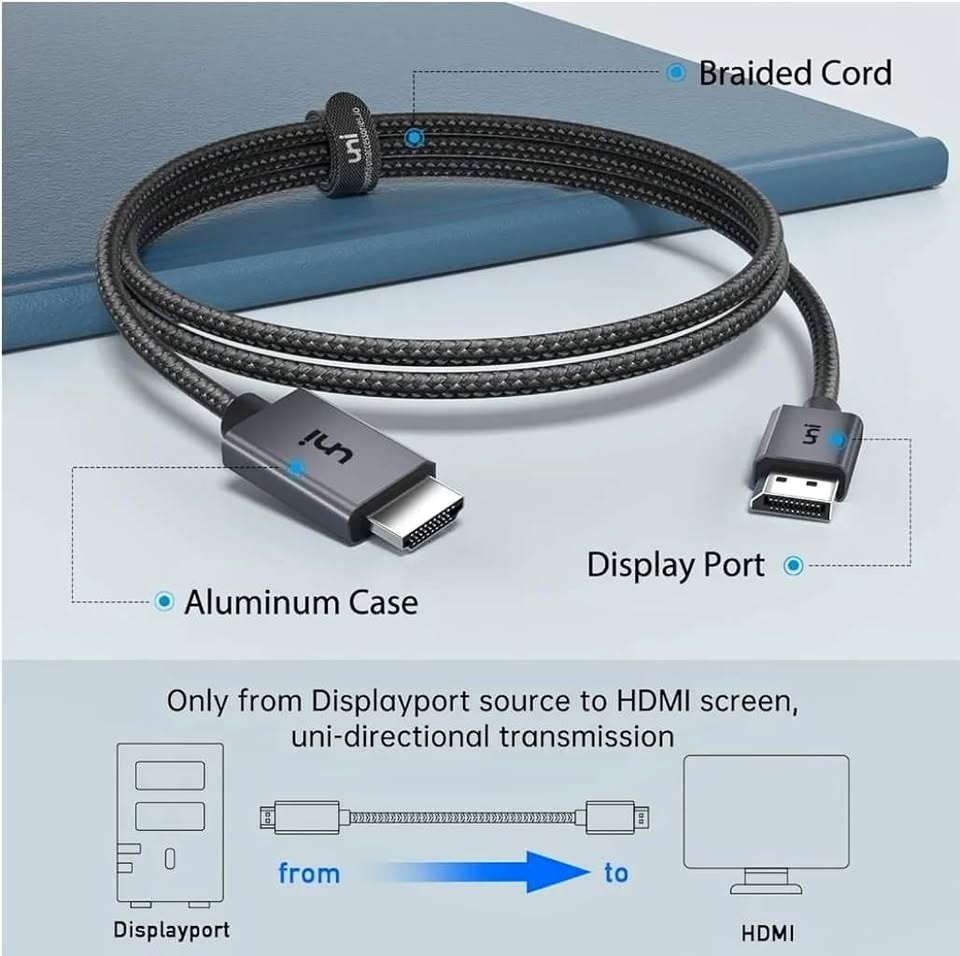 uni 4K DisplayPort to HDMI Cable 6.6ft
