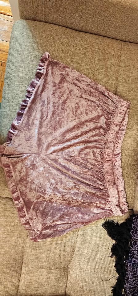 Pink velvet pajama shorts