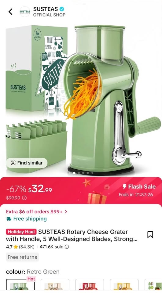 Rotary Cheese Grater with 5 Blades - photo 5
