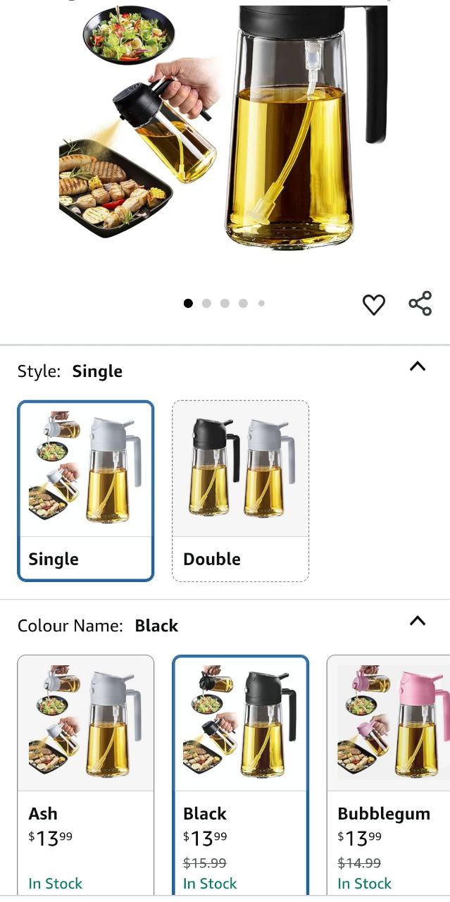 2-in-1 Oil Dispenser & Sprayer GLASS bottle - 470ml Oil Spray - photo 2
