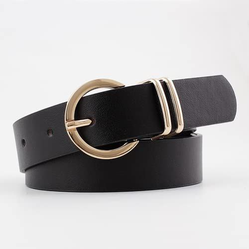 Black Women’s Skinny Metal & Eco Leather Belts Elegant Versatile
