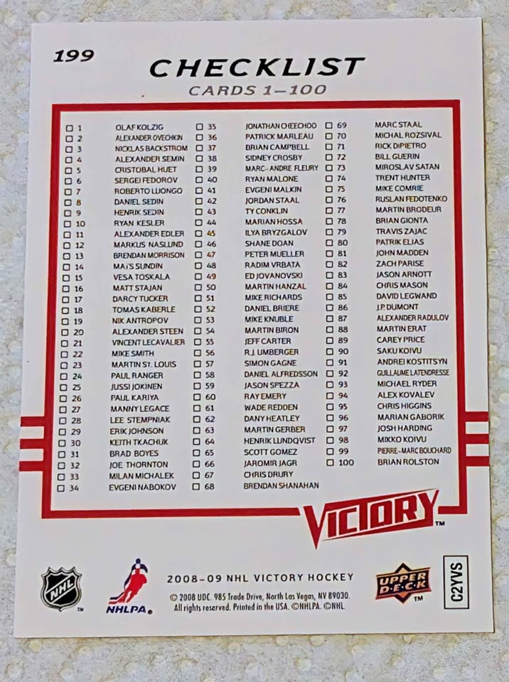 Upper Deck Victory 2008/09 Hockey Cards - photo 2