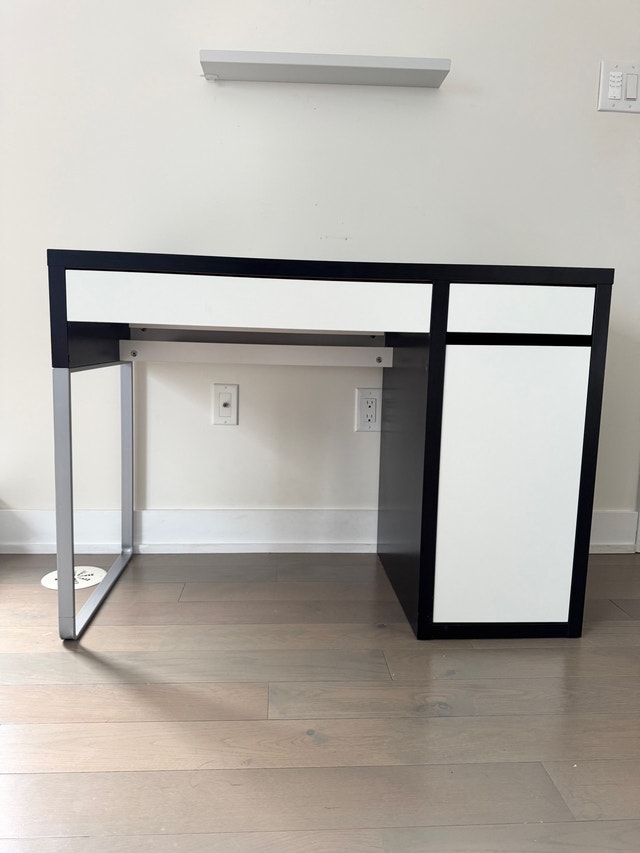 Ikea MICKE Desk, Dark Brown and White