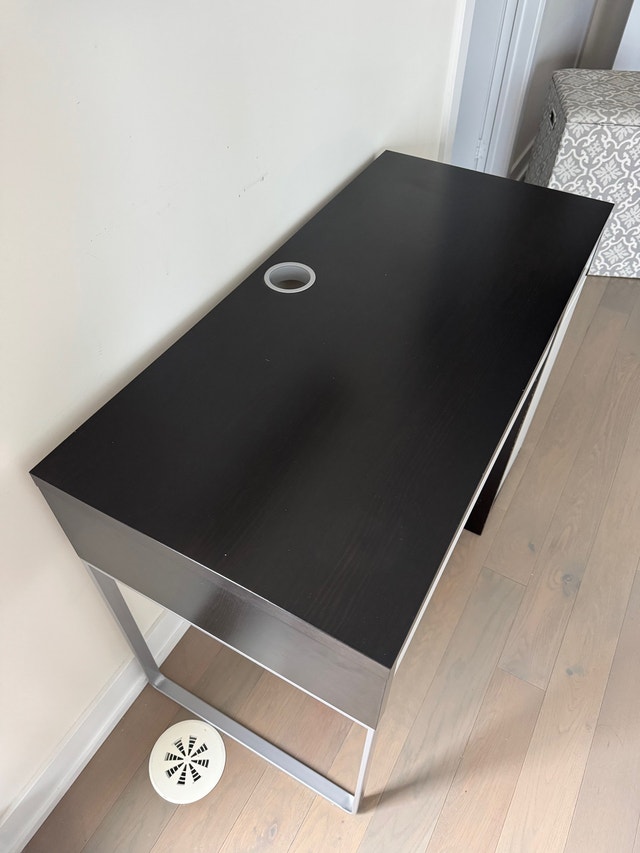 Ikea MICKE Desk, Dark Brown and White - photo 2