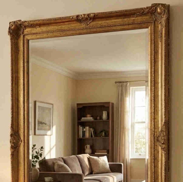 Antique Large Gold Framed Wall Mirror