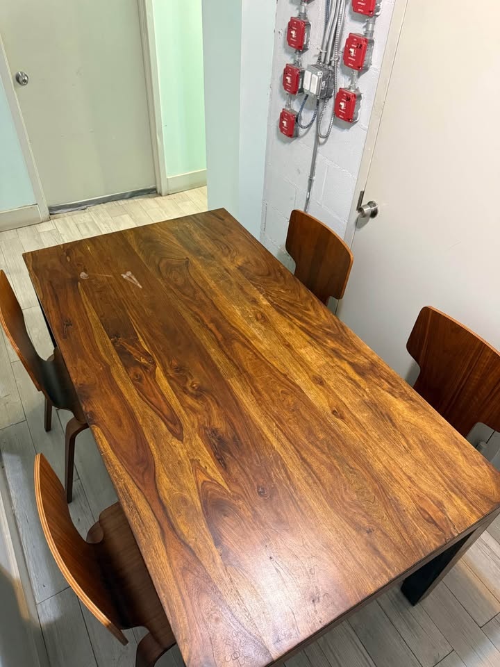 West Elm Solid Wood Dining Table And Chairs - photo 4