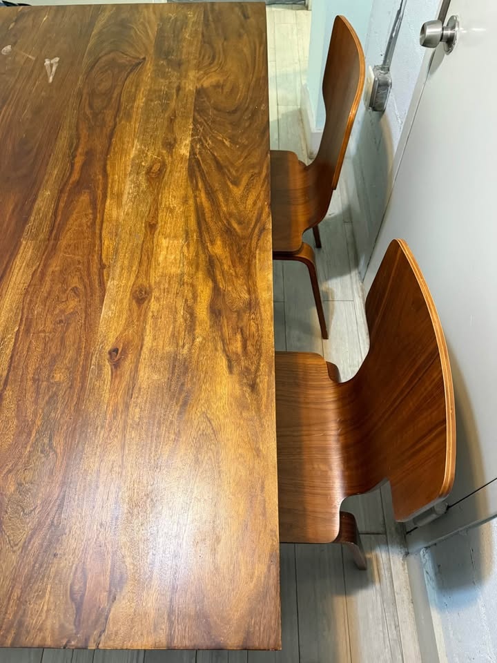 West Elm Solid Wood Dining Table And Chairs - photo 5