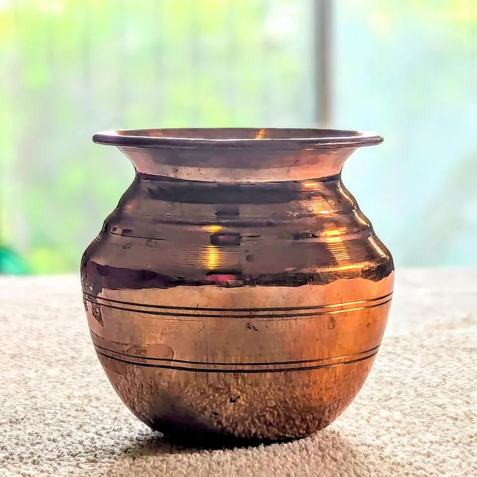 Copper Mini Round Pot – 3.5" Decor / Plant Holder – New thumbnail