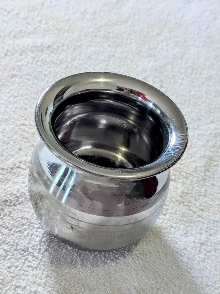 Stainless-Steel Mini Round Pot – 3.5" Decor / Plant Holder – New thumbnail