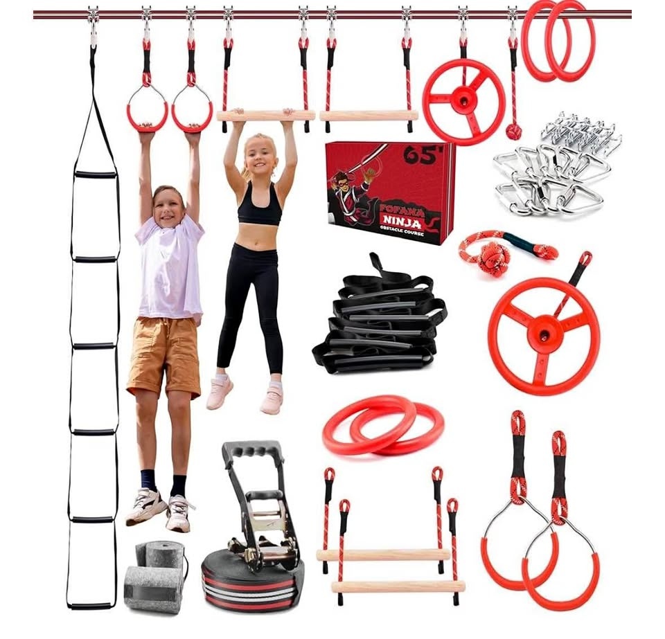 Ninja Warrior Obstacle Course - 32-Piece Backyard Playset