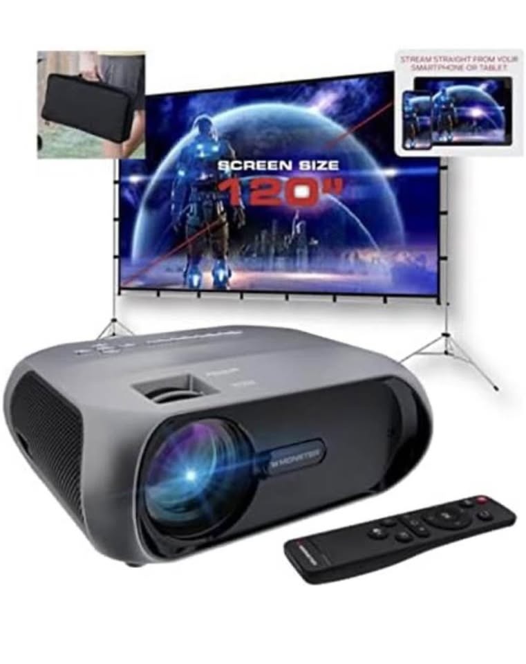 Projector With 120-inch screen, stand & case - Monster - photo 2