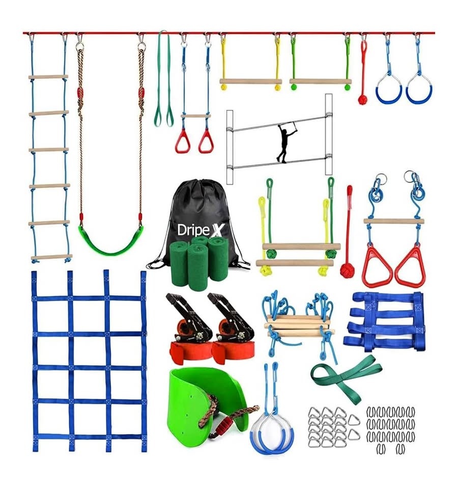Dripex Ninja Warrior Obstacle Course - 50FT Double Slackline