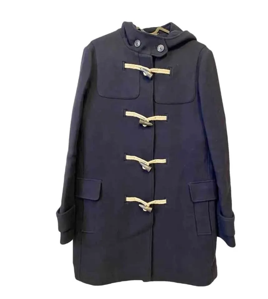 Navy blue WOOL Duffle Coat woman By MASSIMO DUTTI Size 8 thumbnail