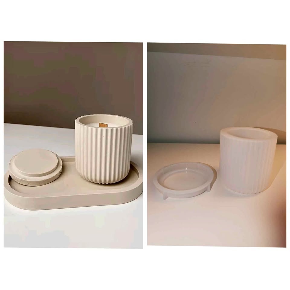 Candle container silicone mold for concrete and resin making