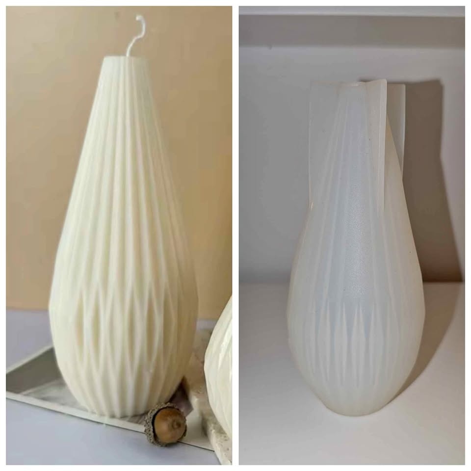 Tall pear shaped silicone mold for candle making