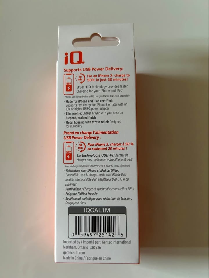 iQ Charge & Sync Cable for iPhone and iPad IQCAL1M - photo 2