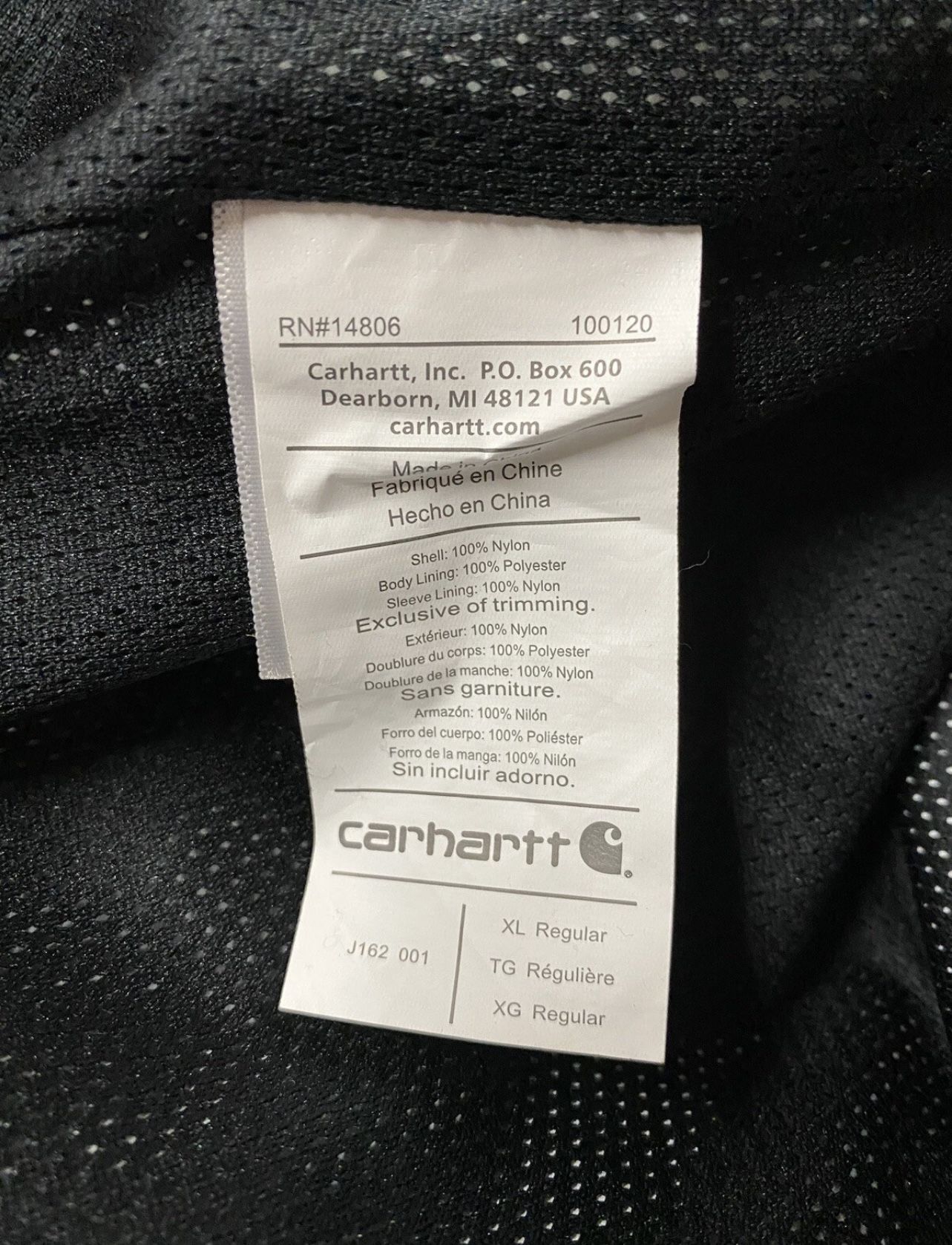 Carhartt Jacket Mens XL Black Nylon Storm Defender Chore J162 - photo 5