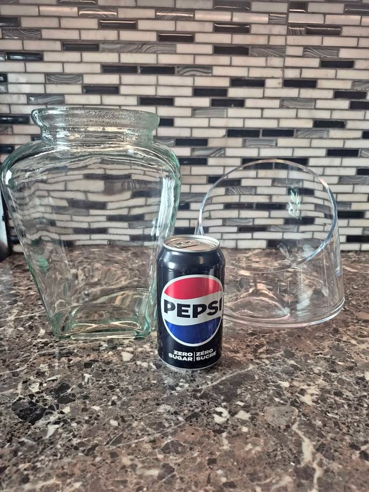 2 large decorative glass containers
