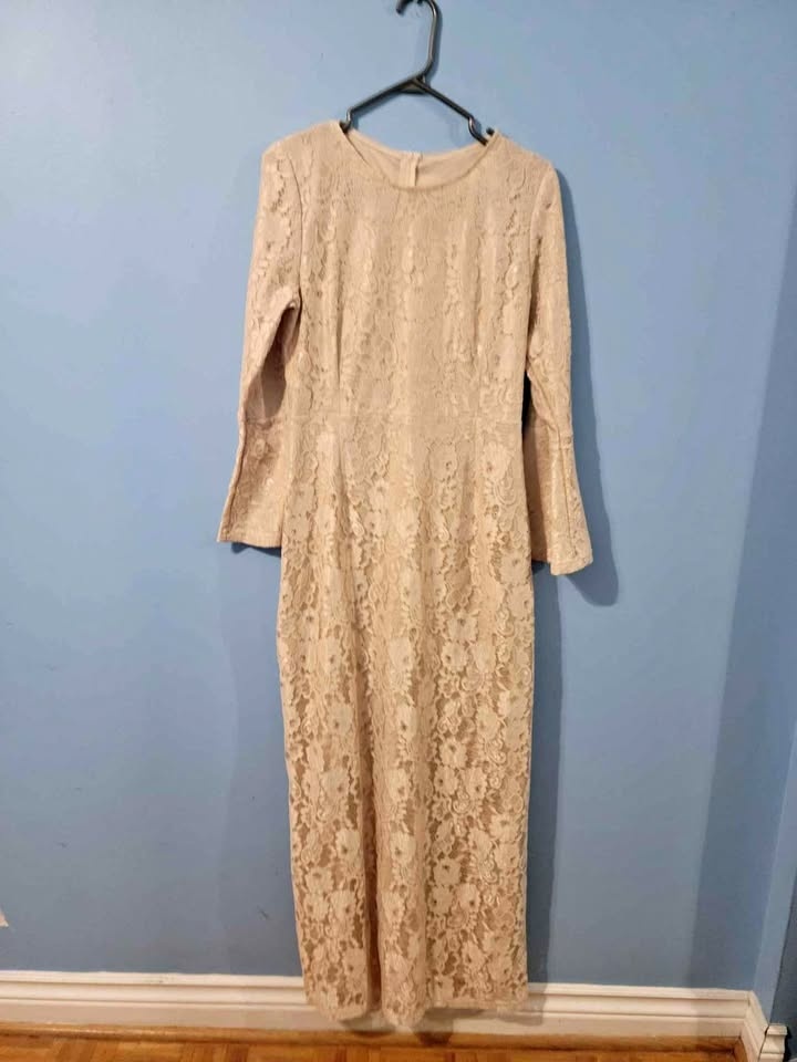 Cream lace long dress