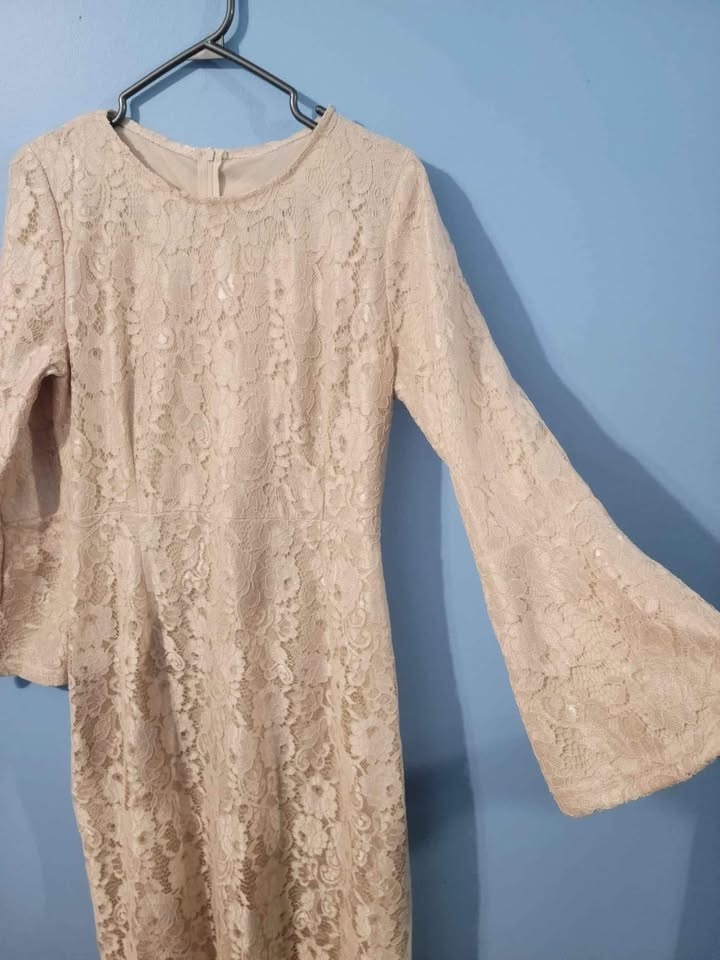 Cream lace long dress - photo 2