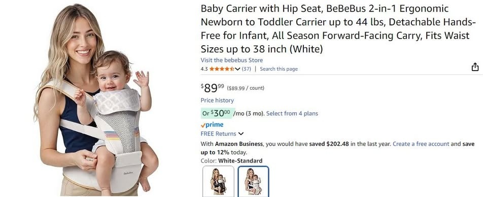 NEW~ Baby Carrier 2-in-1, Newborn–Toddler, Waist to 38" - photo 5