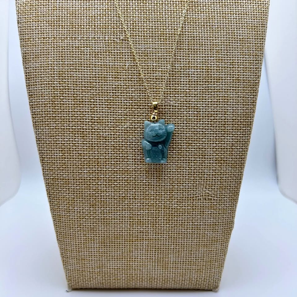 Burma jade Lucky Cat Necklace