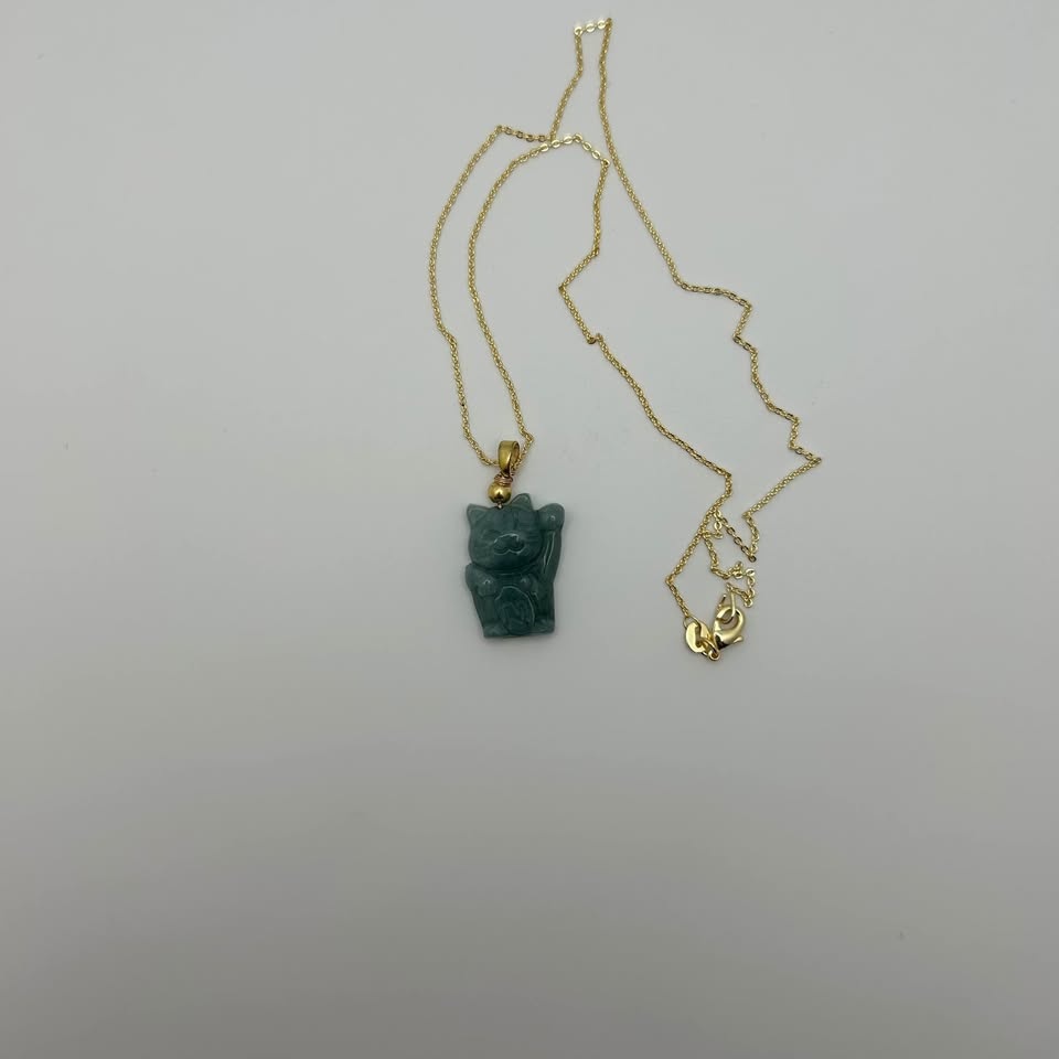 Burma jade Lucky Cat Necklace - photo 3