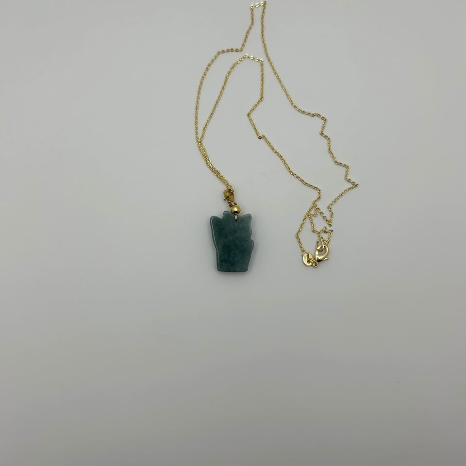 Burma jade Lucky Cat Necklace - photo 4
