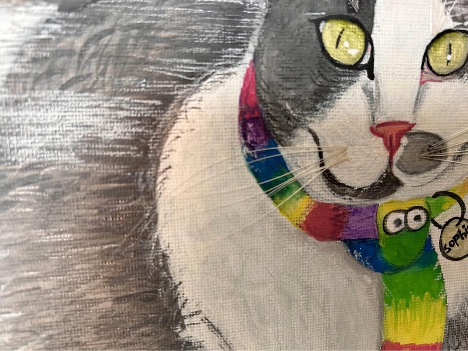 Pet portrait with acrylic paint on canvas - photo 3