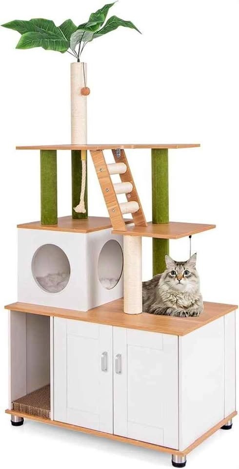 Tangkula Cat Tree with Litter Box Enclosure
