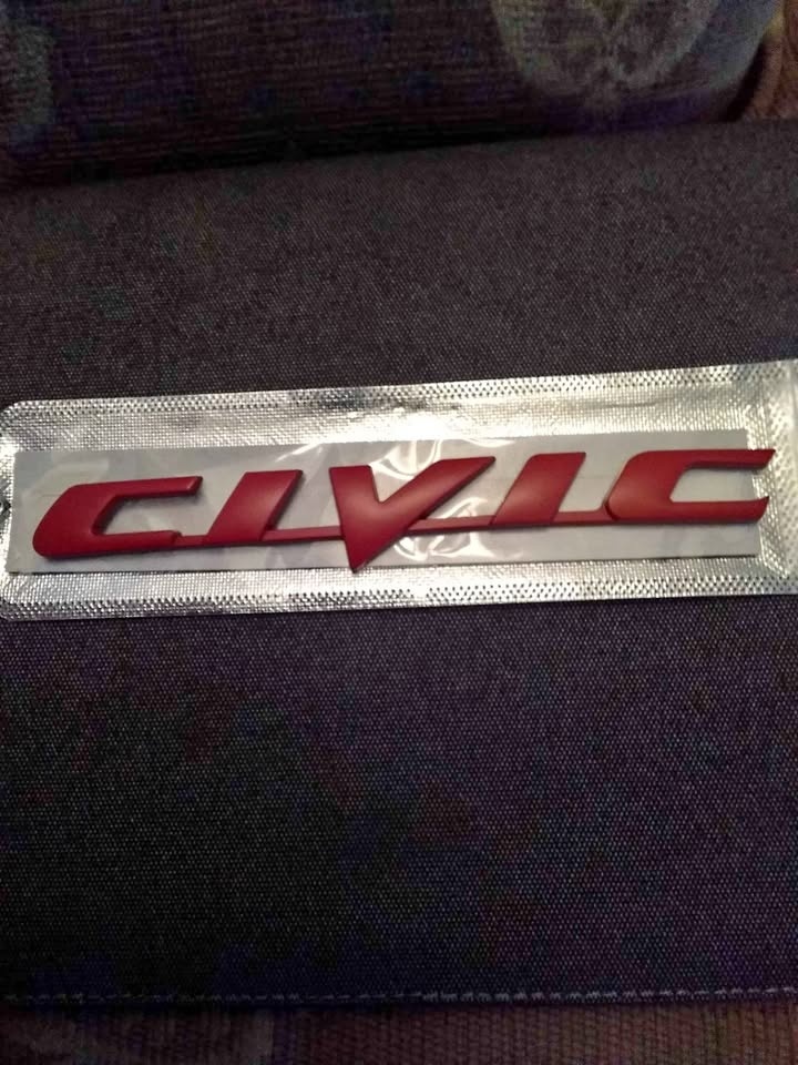 CIVIC HONDA CIVIC, AVEO REAR TRUNK EMBLEM. MATTE RED