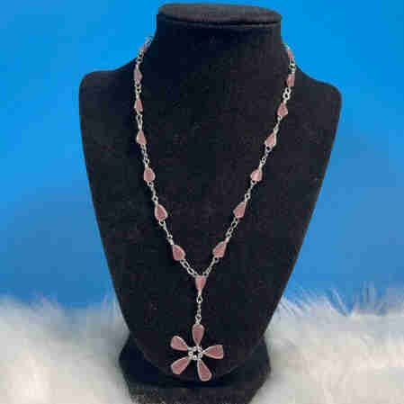 Pink Stone Flower Necklace
