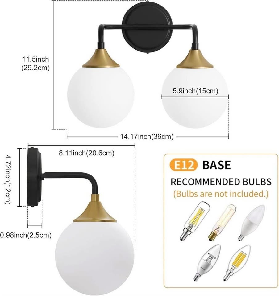 Sealed Black Gold Bathroom Light Fixtures - photo 2