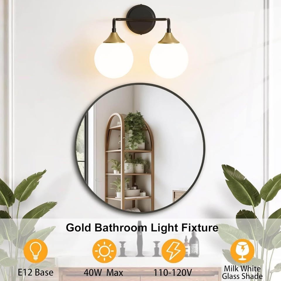 Sealed Black Gold Bathroom Light Fixtures - photo 3