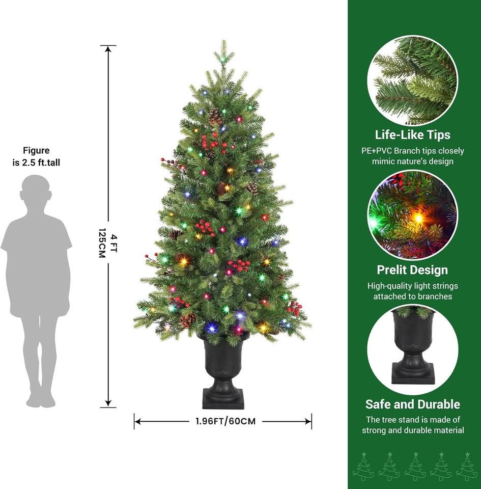 4ft Prelit Artificial Christmas Tree Mini - photo 2