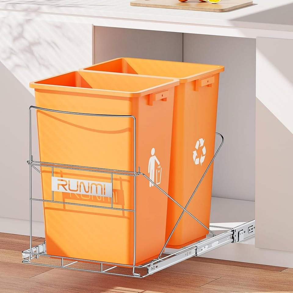 Double 37 Quart Pull Out Trash Can Under Cabinet