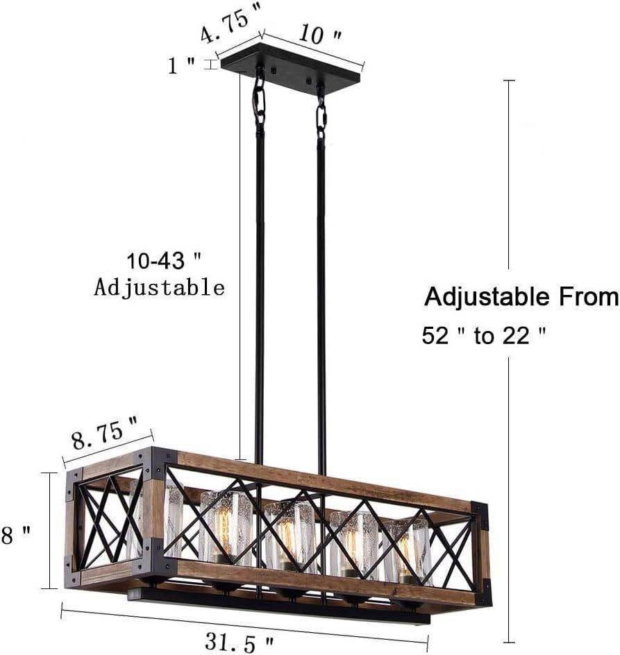 Rectangle Wood Metal Pendant Light - photo 3