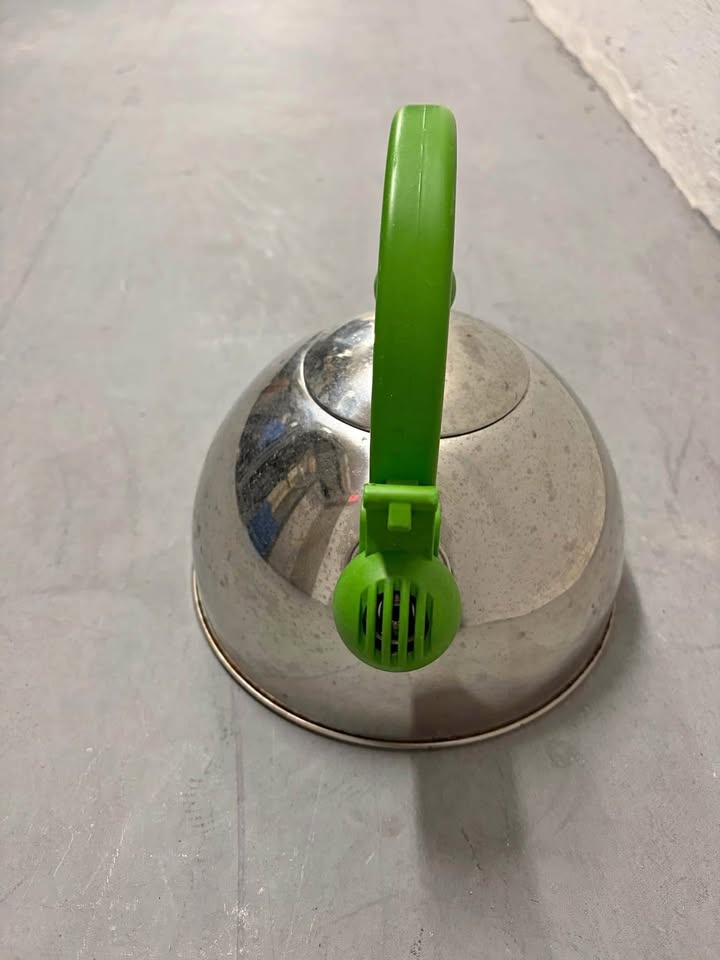 Stainless Steel Tea Kettle / Camping Kettle with Green Handle