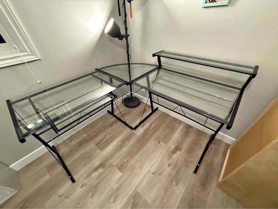 Liljar L-Shaped Metal Base Computer Desk