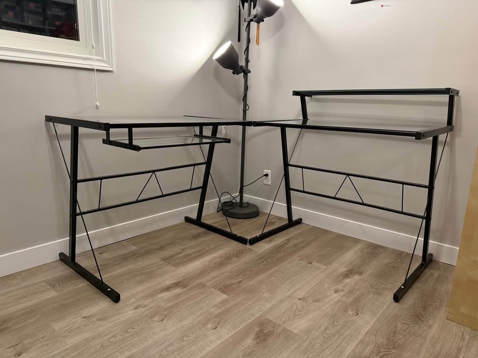 Liljar L-Shaped Metal Base Computer Desk - photo 2