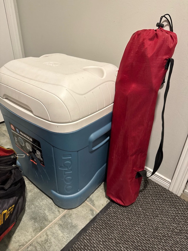 Large cooler & camping folding table