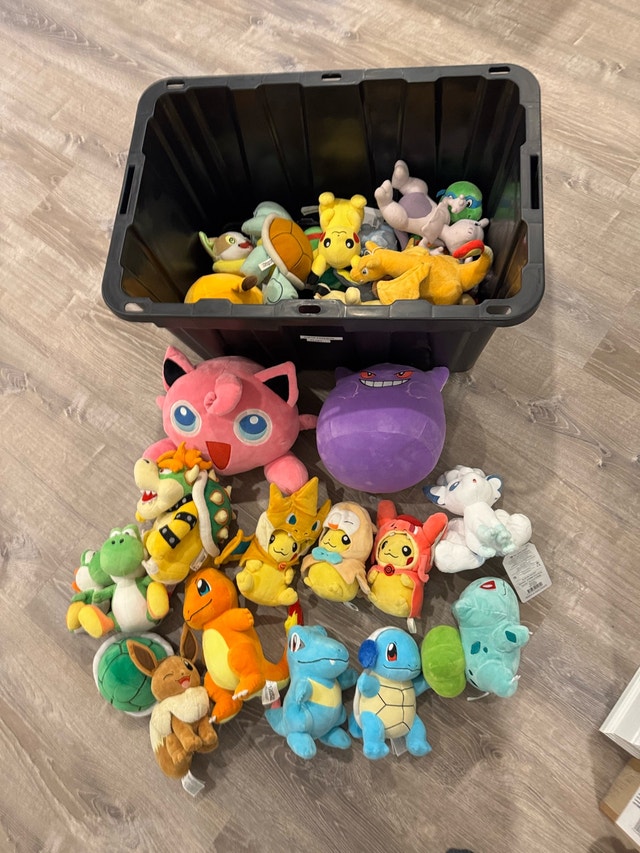 Bin full of pokemon plush