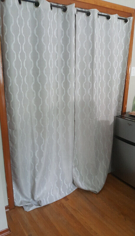 Beautiful modern beige grey curtains 2 Panels