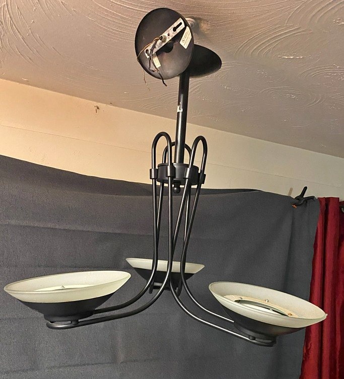 3 Lights Pendant Black 23" H x 24" W 3 Bulbs