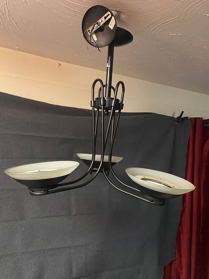 3 Lights Pendant Black 23" H x 24" W 3 Bulbs - photo 2