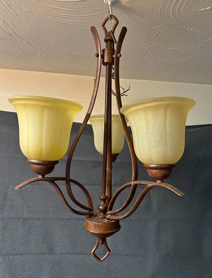 3 Light Chandelier 28" H x 17" W 3 Bulbs