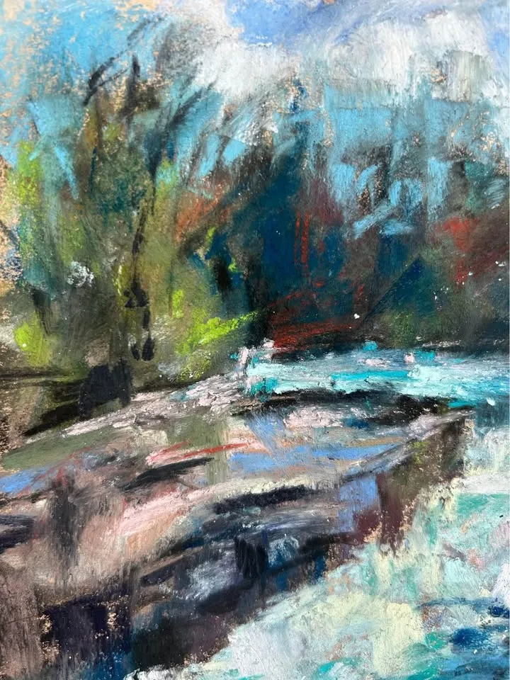 "Falls" original pastel painting image indicator(2)