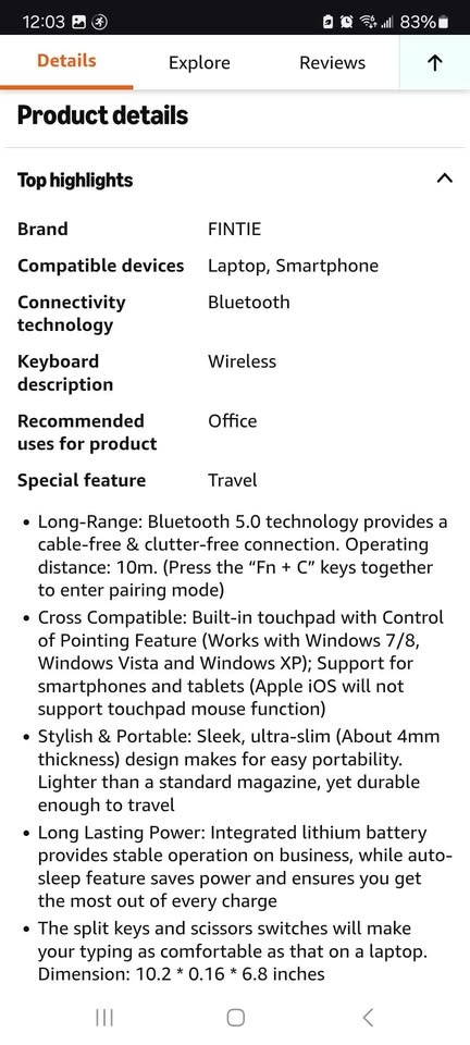 Fintie wireless blue tooth keyboard - photo 4